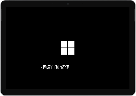 含有 Windows 標誌和表示「正在準備自動修復」文字的黑色畫面。