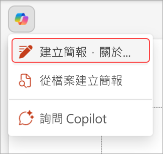 PowerPoint 投影片上方 [Copilot] 按鈕的螢幕擷取畫面。